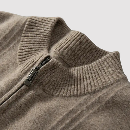 Monidoco Pure Cashmere Geribde Half Zip Sweater