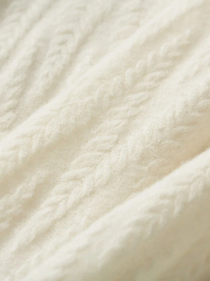 Monidoco Cashmere Trui met Kabelgebreide O-hals