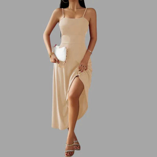 Julia - beige midi-swingjurk