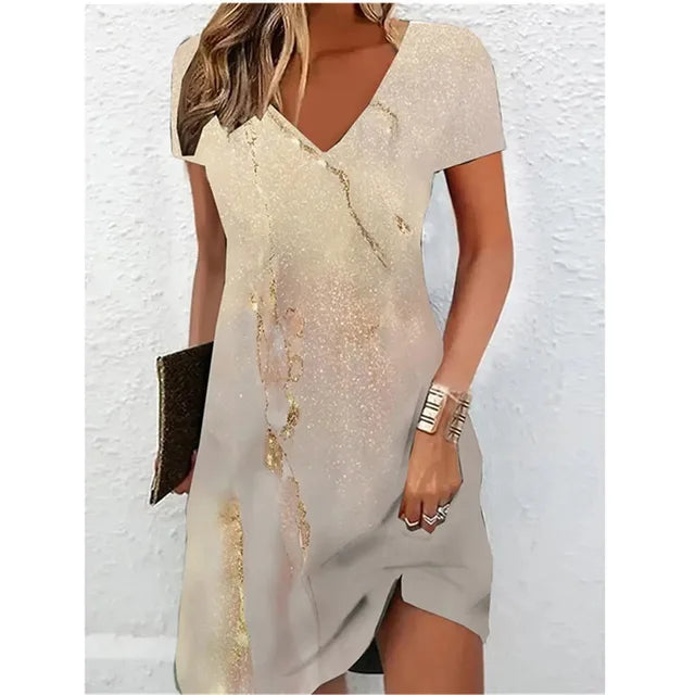 Bianca - beige glitter cocktailjurk